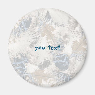 owl Feathers, grey, beige and blue, bird, light, Magnet