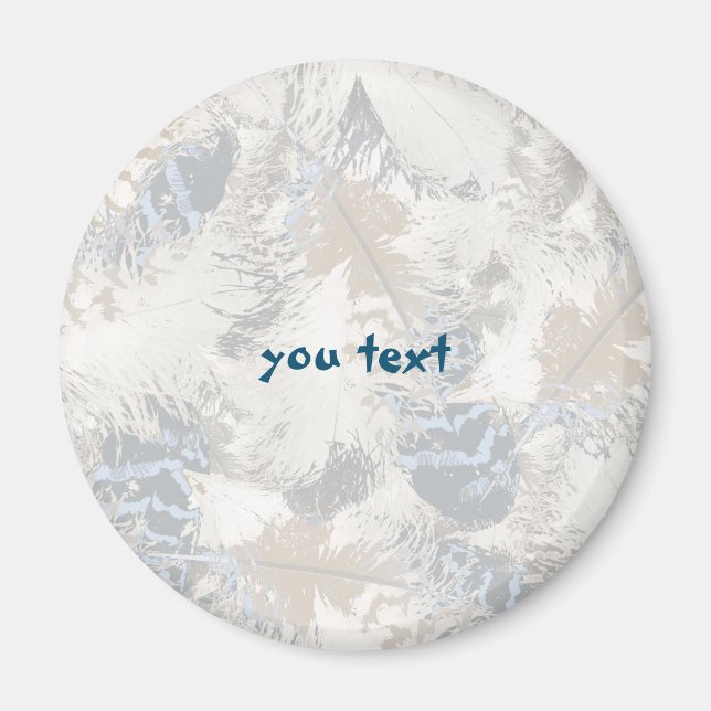 owl Feathers, grey, beige and blue, bird, light, Magnet (Front)