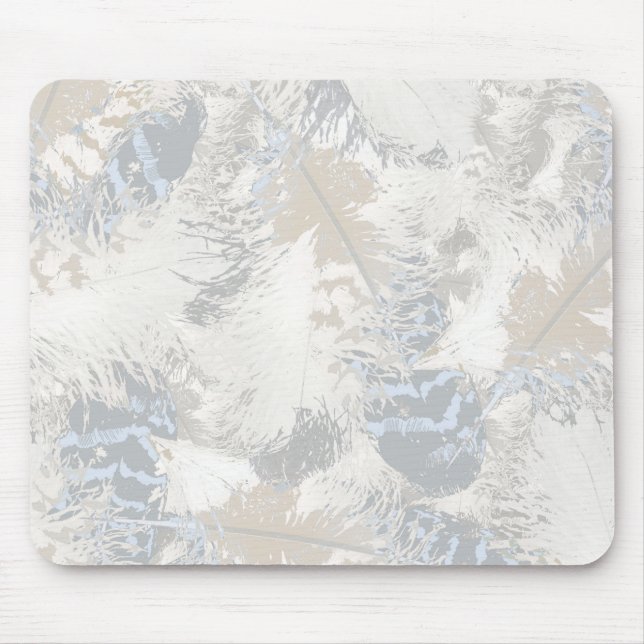 owl Feathers, grey, grey and blue, bird, light, Mouse Pad (Front)