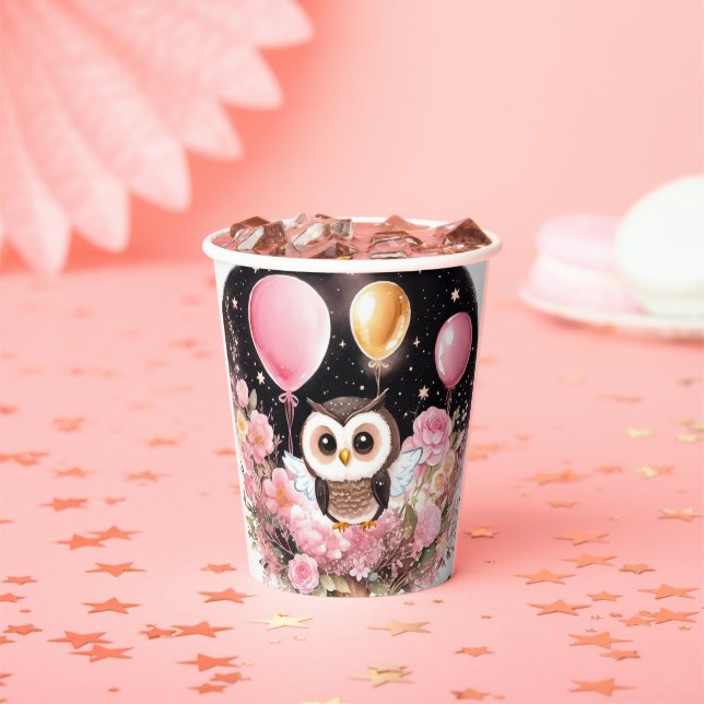 Owl First Birthday Paper Cups (Insitu)