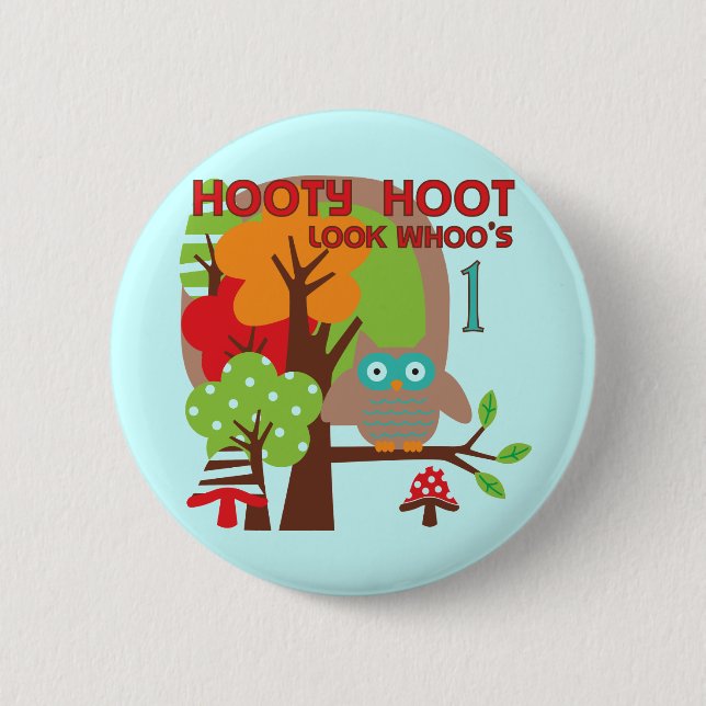 Owl First Birthday T-shirts and Gifts 6 Cm Round Badge (Front)