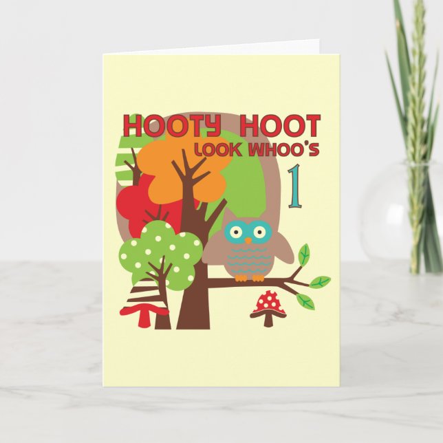 Owl First Birthday T-shirts and Gifts Card (Front)