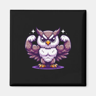 Owl Flexing Muscles Fan Lover Bodybuilding Gym Wor Magnet