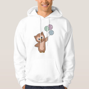 Owl Flies With Balloons Sweet Animals For Children Hoodie