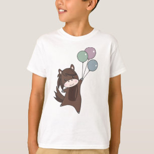 Owl Flies With Balloons Sweet Animals For Children T-Shirt