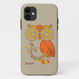 Owl & Flower design, orange brwon yellow. iPhone 5 Case-Mate iPhone Case
