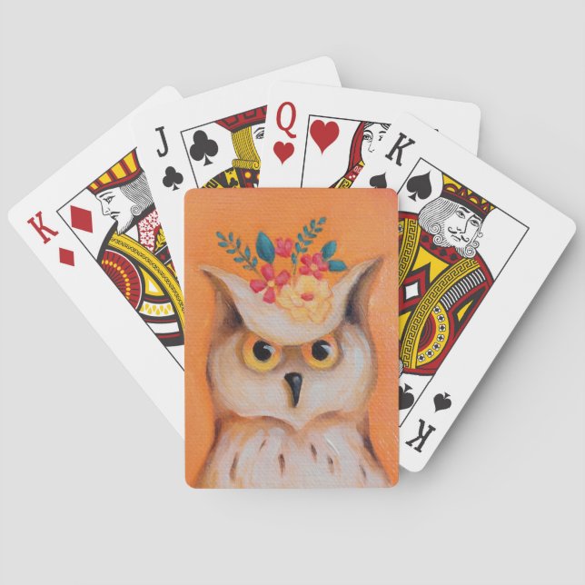 Owl & Flowers Playing Cards (Back)