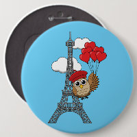 Owl Flying with Heart Balloons in Paris