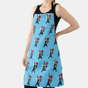 Owl Flying with Heart Balloons in Paris Apron