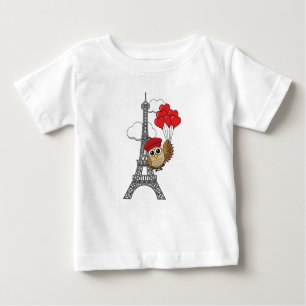 Owl Flying with Heart Balloons in Paris Baby T-Shirt