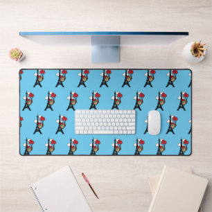 Owl Flying with Heart Balloons in Paris Desk Mat