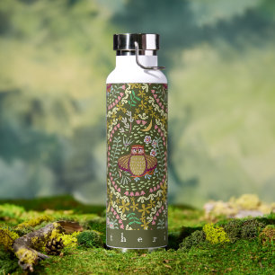 Owl Folk Green Water Bottle