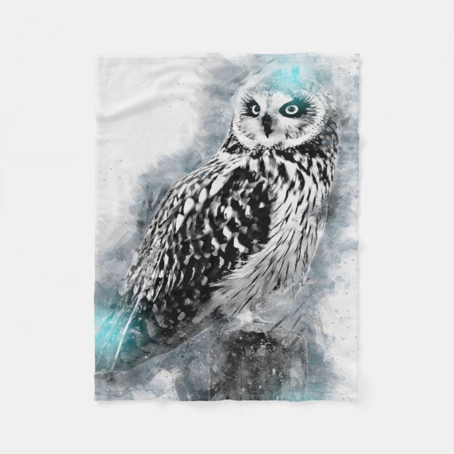 Owl | Forest Life | Gift For Owl Lover Fleece Blanket (Front)