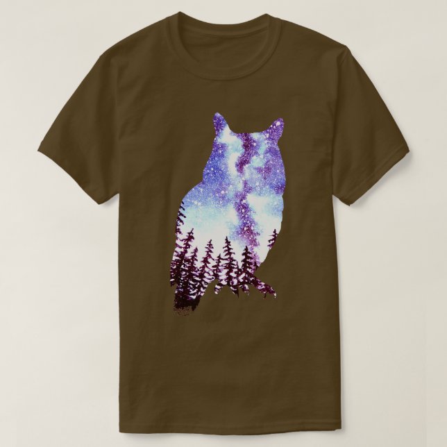 Owl Forest Night Sky T-Shirt (Design Front)