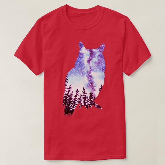 Owl Forest Night Sky T-Shirt (Design Front)