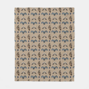 Owl Frenzy Fleece Blanket (Beige)