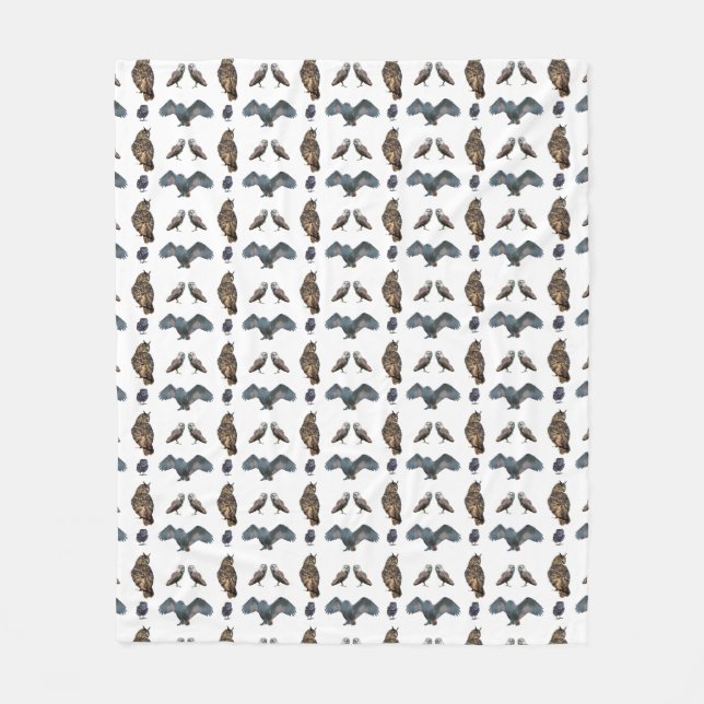 Owl Frenzy Fleece Blanket (choose colour) (Front)