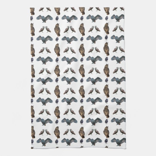 Owl Frenzy Kitchen Towel (choose colour) (Vertical)