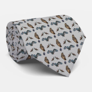 Owl Frenzy Tie Double Sided Print (Grey)