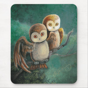 Owl Friends Owl Art Mouse Pad