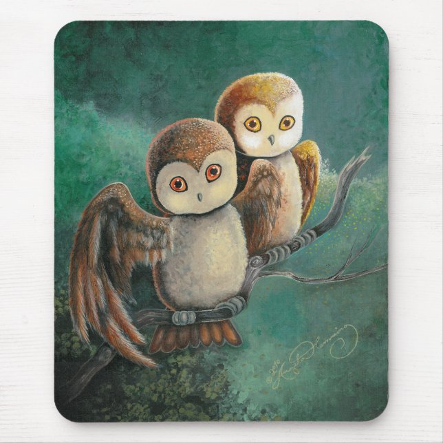 Owl Friends Owl Art Mouse Pad (Front)