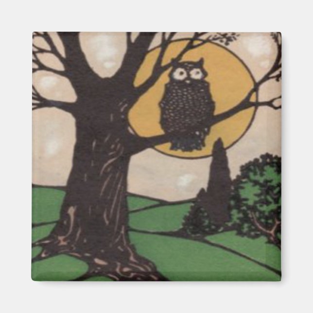 Owl Full Moon Tree Night Magnet (Front)