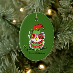Owl Funny Christmas Cute Holiday Ceramic Tree Decoration