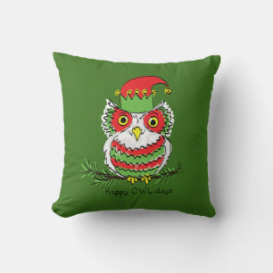 Owl Funny Christmas Cute Holiday Cushion