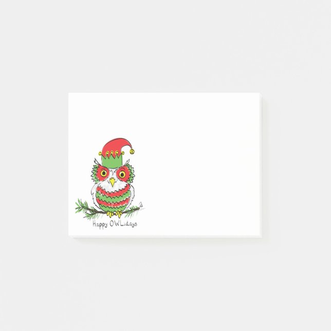 Owl Funny Christmas Cute Holiday Post-it Notes (Front)