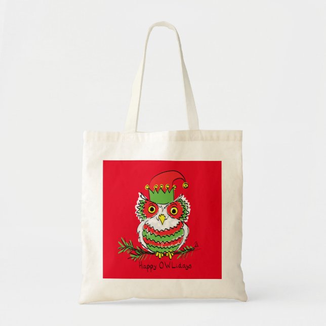 Owl Funny Christmas Cute Holiday Tote Bag (Front)