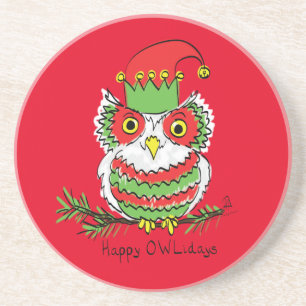 Owl Funny Christmas Cute Kids Coaster