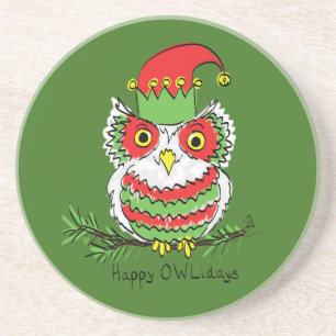 Owl Funny Christmas Cute Kids Coaster