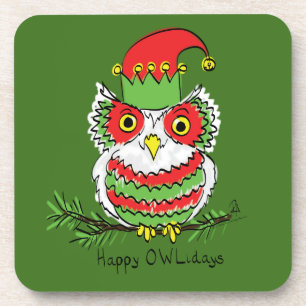 Owl Funny Christmas Cute Kids Coaster