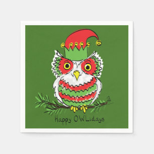 Owl Funny Christmas Cute Kids Napkin