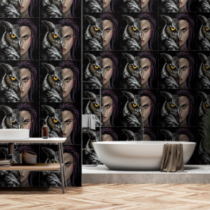 Owl Girl Art Painting Wallpaper