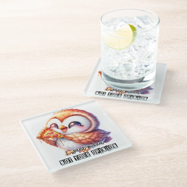 Owl Glass Coaster (Angled)