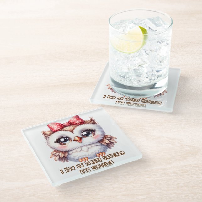 Owl Glass Coaster (Angled)