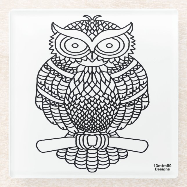 Owl - Glass Coaster (Front)