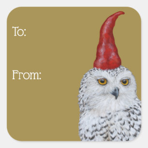 Owl Gnome gift wrapping sticker