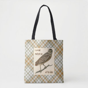 Owl Gold Green Plaid Skull Tote Bag