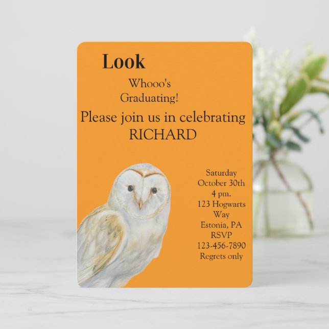 Owl Graduation Invitation  (Standing Front)