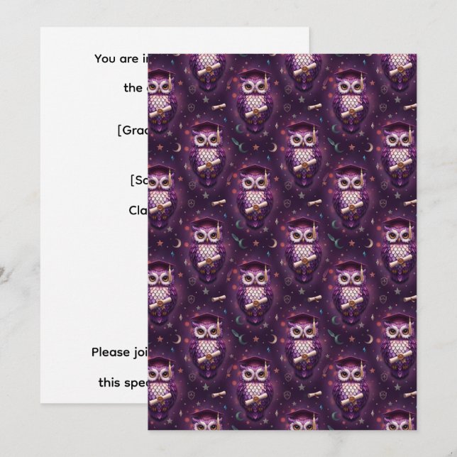 Owl Graduation Invitation (Front/Back)