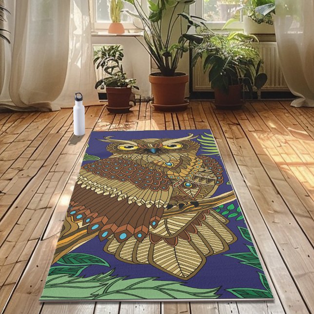 Owl Green Forest Leaves Yoga Mat (Creator Uploaded)