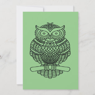 Owl (green) - Greeting Card