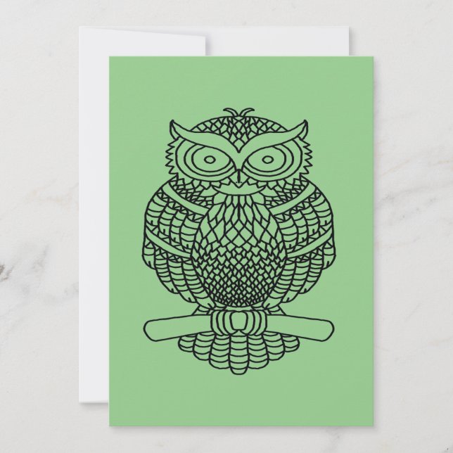 Owl (green) - Greeting Card (Front)