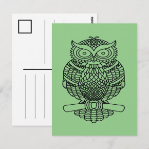 Owl (green) - Postcard