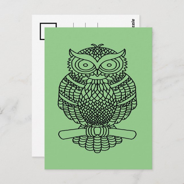 Owl (green) - Postcard (Front/Back)