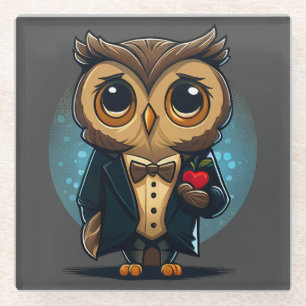Owl Groom in Love: Perfect Valentine's Day Gift Glass Coaster