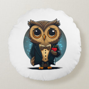 Owl Groom in Love: Perfect Valentine's Day Gift Round Cushion