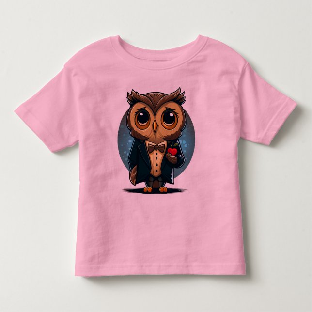 Owl Groom in Love: Perfect Valentine's Day Gift Toddler T-Shirt (Front)